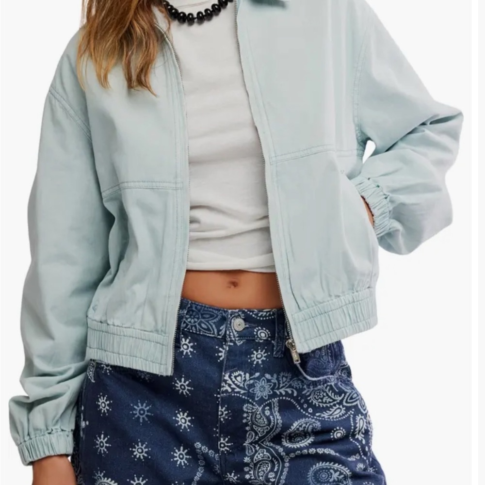 We The Free Sky Blue Bomber Jacket